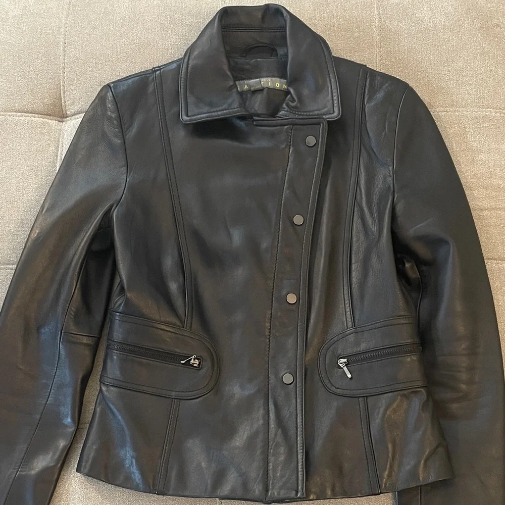 Kenneth Cole Reaction Black Leather Jacket